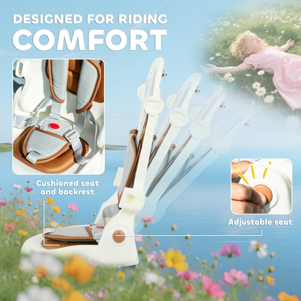 image 1 of AIYAPLAY 5 in 1 Foldable Kids Trike, Toddler Tricycle for 1-3 Years, Cream White