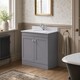 image 4 of Balterley Swynnerton Traditional 2 Door Floor Standing Vanity Unit with Marble Basin, Satin Grey, 800mm
