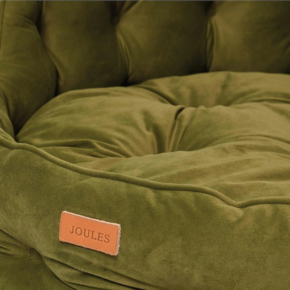 image 1 of Joules Khaki Chesterfield Luxury Dog Bed - Small Green | One Size