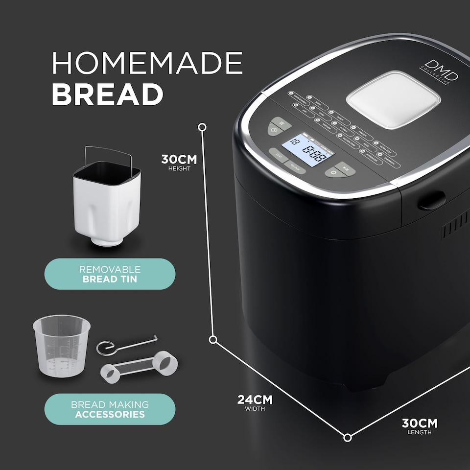 image 1 of DMD 17-in-1 Bread Maker, 2lb Bread Machine with 1 Hour Keep Warm, 13 Hour Delay Start, 3 Crust Shades & Colours