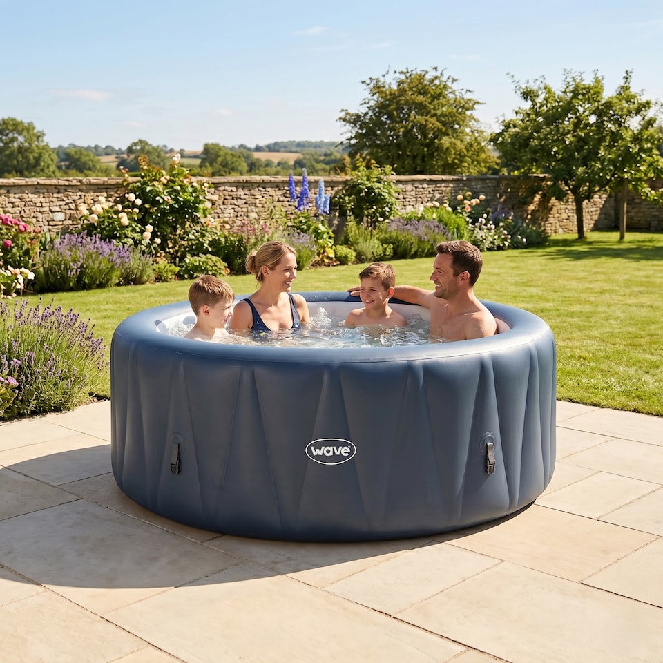 image 1 of Wave Atlantic 6 Person Inflatable Hot Tub, EnergySave Bundle, Navy