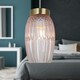 image 6 of First Choice Lighting Facet Antique Brass with Pink Faceted Glass Pendant Shade Pink | Bronze