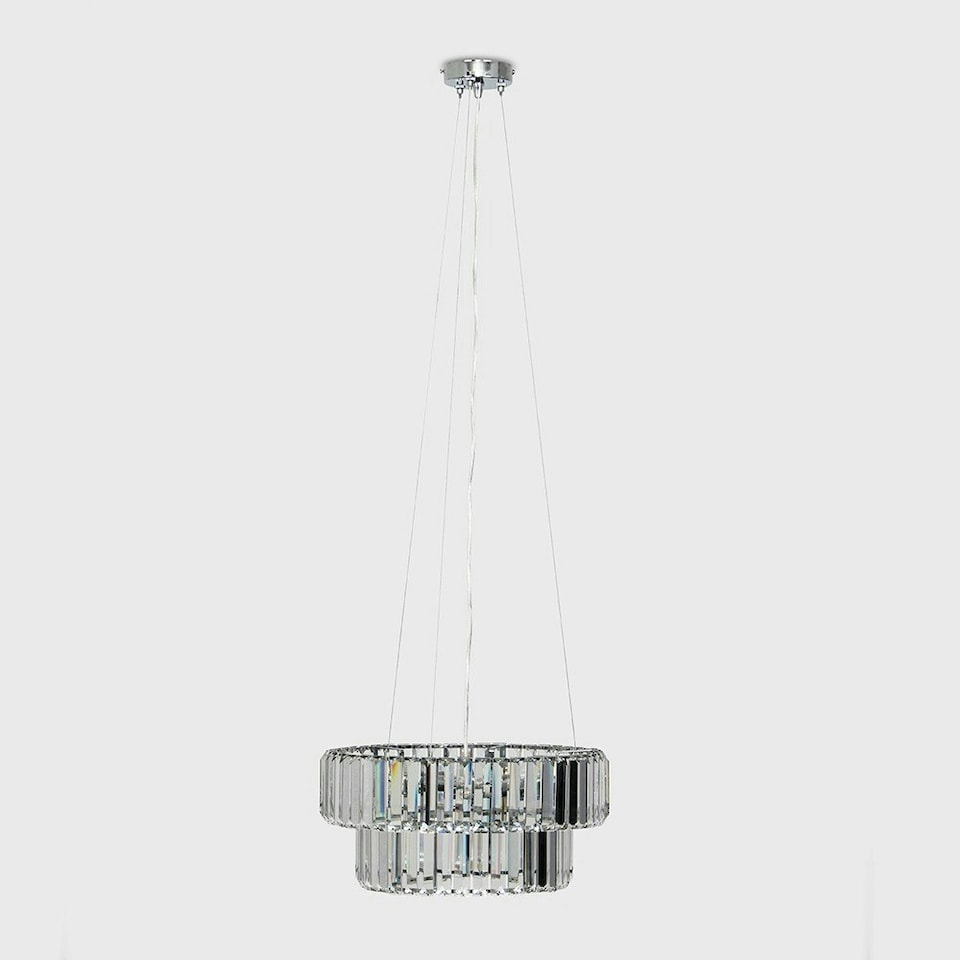 image 1 of ValueLights Elegant 5 Way Tiered Chrome And Clear Crystal Ceiling Light Pendant Fitting