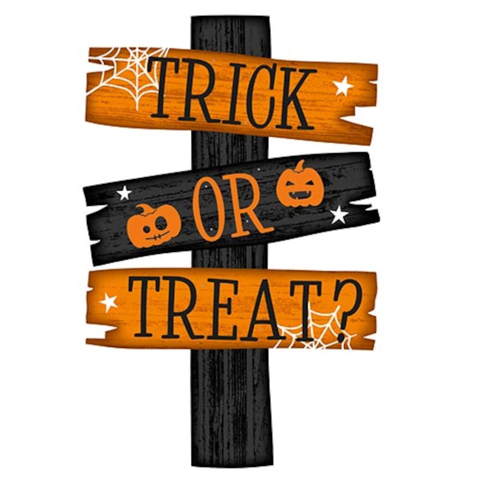image 1 of Trick or Treat Halloween Cardboard Decoration Sign 70cm
