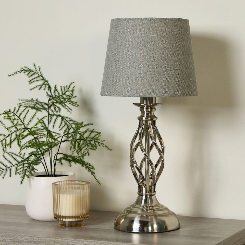 image 1 of Manor Chrome Table Lamp With Grey Shade