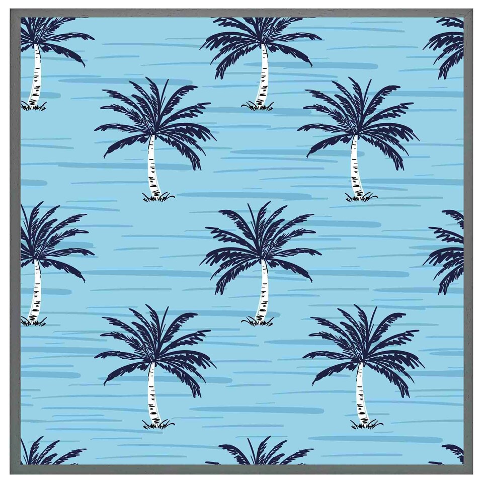 image 1 of Palm trees on blue (Picutre Frame) White | XL