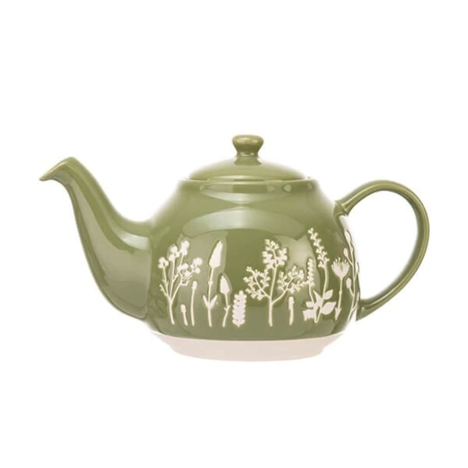 Siip Wax Resist Floral Green 2 Cup Teapot
