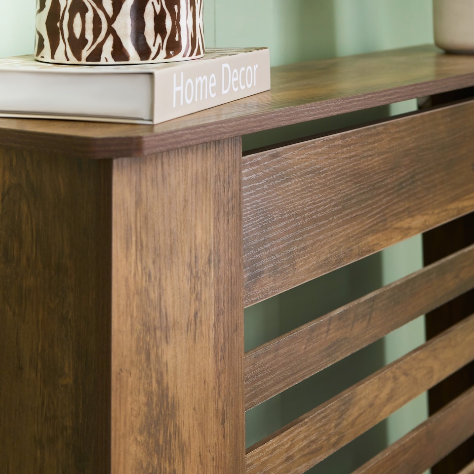 image 1 of OHS Wood Effect Radiator Cover Sideboard Shelf - Small | Brown | Dark Wood