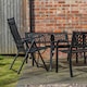 image 6 of Outdoor 6 Person Rectangular Glass Top Garden Dining Table Benches & Chairs Set