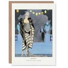 George Barbier Art Card Farewell Evening Coat Vintage Advert