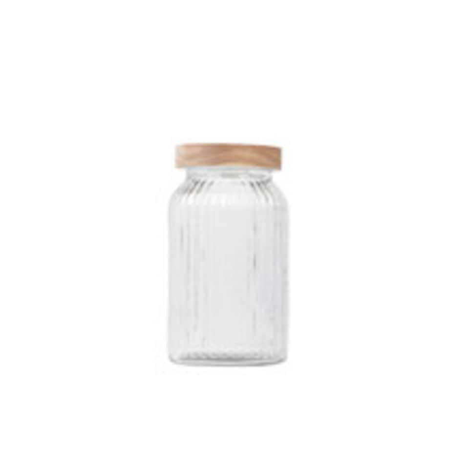 image 1 of Glass Storage Jar with Wooden Lid | Clear | Large | 3