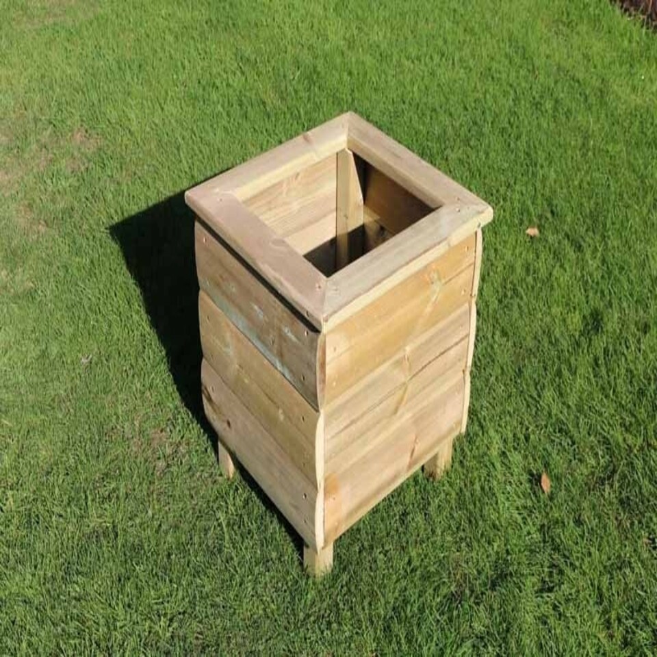 image 1 of Square Planters, Wooden Garden Pot/Tub for Plants - L40 x W40 x H40 cm - Fully Assembled Brown