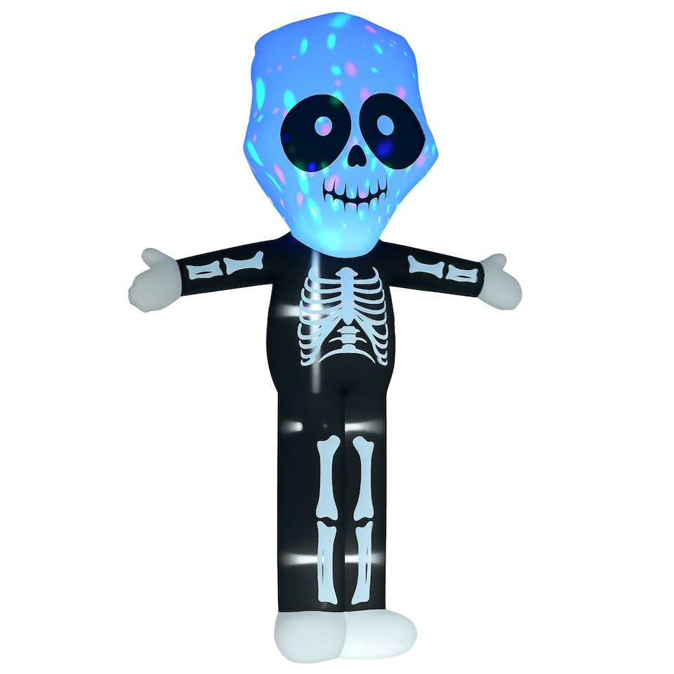image 1 of HOMCOM 3m Halloween Inflatable Skeleton Ghost Decoration, LED Lighted for Home Indoor Outdoor Garden Lawn Decoration Party Prop
