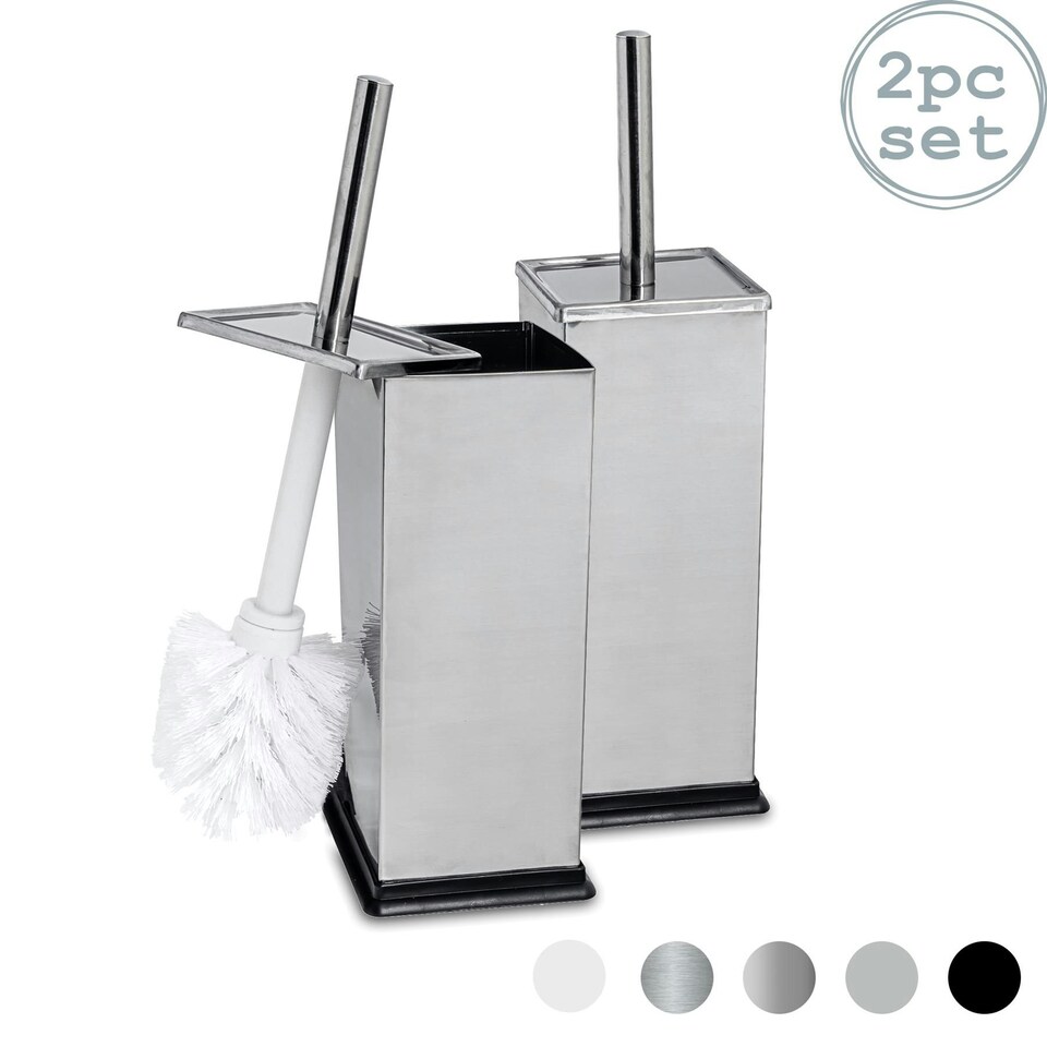 image 1 of Harbour Housewares Square Toilet Brushes - Chrome - Pack of 2 Silver
