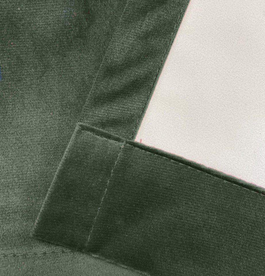 image 1 of Luxury Enhanced Living Green Velvet, Supersoft, Blackout, Thermal Pair of Curtains with Eyelet Top - 66 x 72 inch (168x183cm)