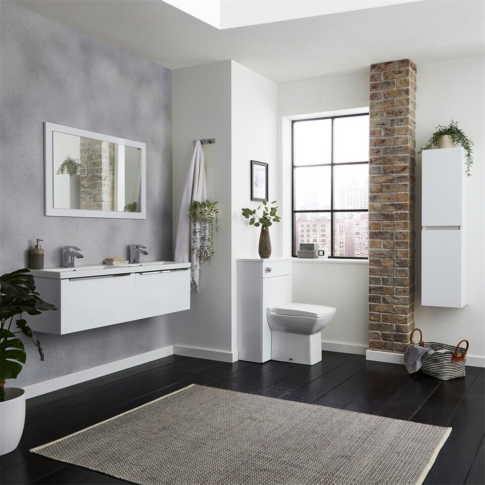 image 1 of 800mm x 500mm Bathroom Mirror White Gloss (Central) White