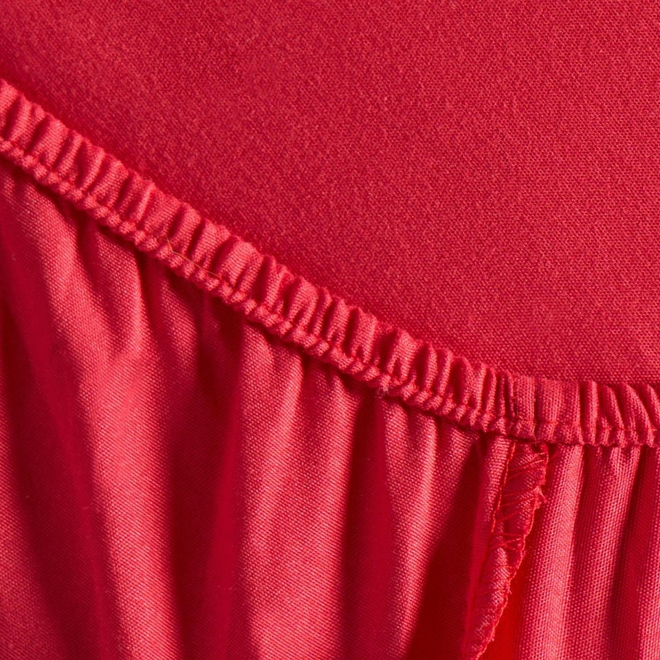 image 1 of OHS Plain Fitted Bed 25cm Deep Elasticated Sheet, Double - Red