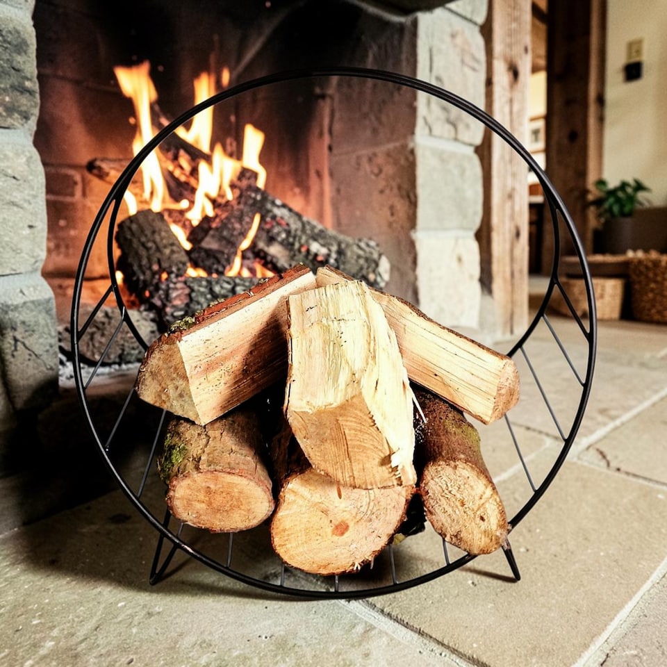 image 1 of Black Metal Fireside Log Holder – 47cm