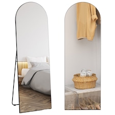 HOMCOM Arched Full Length Mirror, 50  150cm Wall Mounted, Leaning, Free Standing Full Body Mirror, Frameless, for Living Room, Bedroom, Black