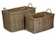 image 1 of Antique Wash Rectangular Hessian Lined Wicker Basket Set of 2