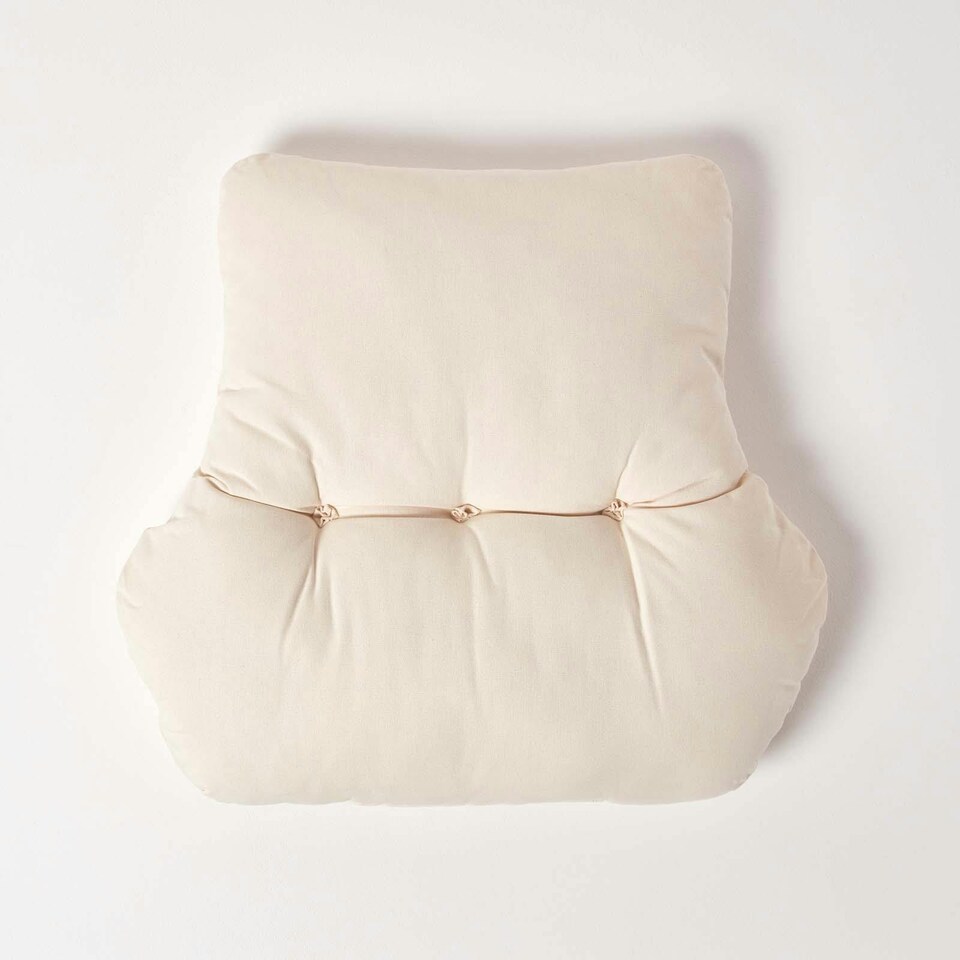 image 1 of Homescapes Cream Cotton Back Support Cushion | Cream | Cream | H 58 x W 68 x D 15 cm