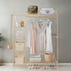 image 2 of Neo Bamboo Rack Clothes with Storage Shelf Hanging Rail and Side Hooks Brown