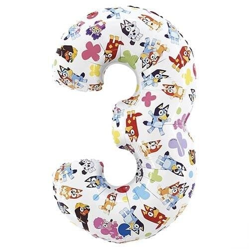 Bluey Number 3 Giant Foil Helium Balloon 66cm / 26 in