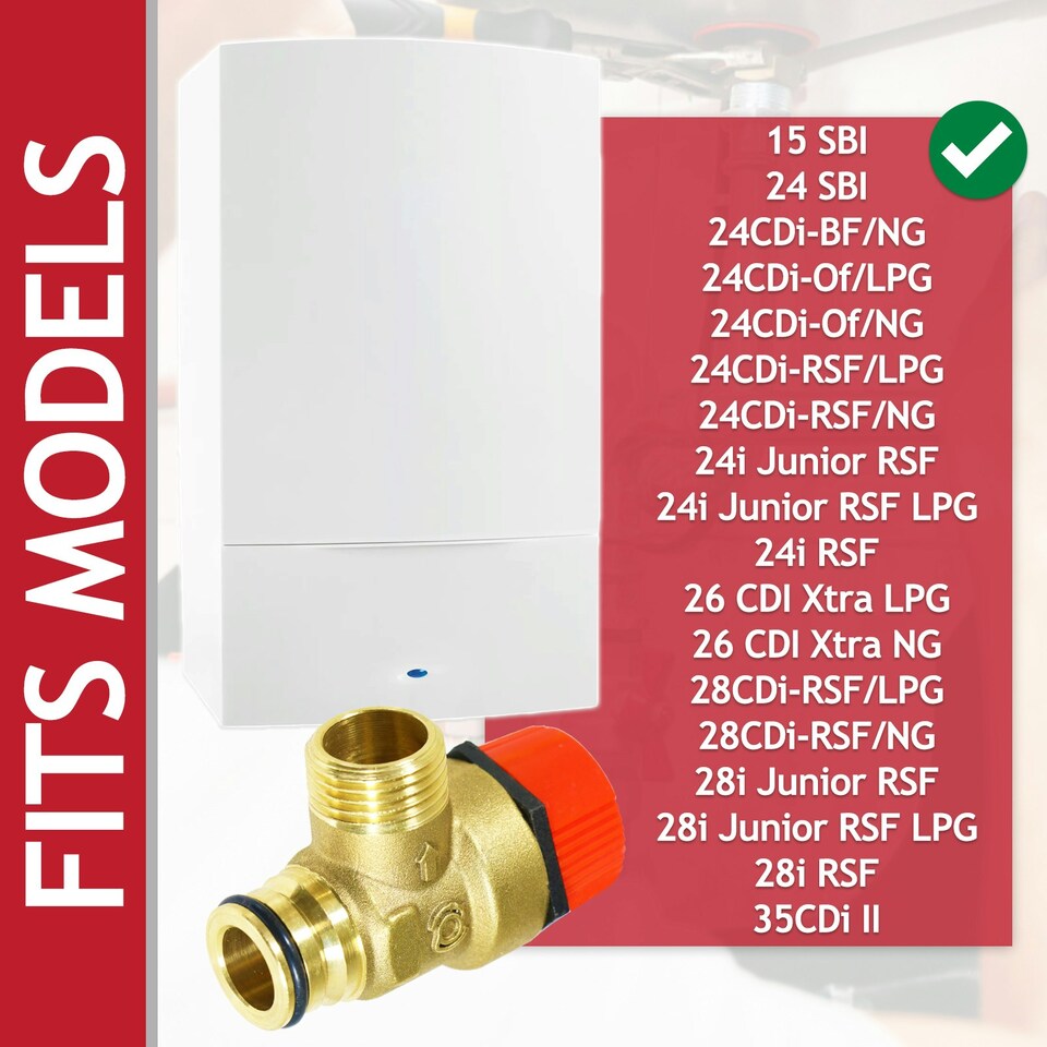 image 1 of SPARES2GO Pressure Relief Safety Valve for Worcester Bosch Boiler 3 Bar 1/2" BSP Male x Push Fit Brass PRV
