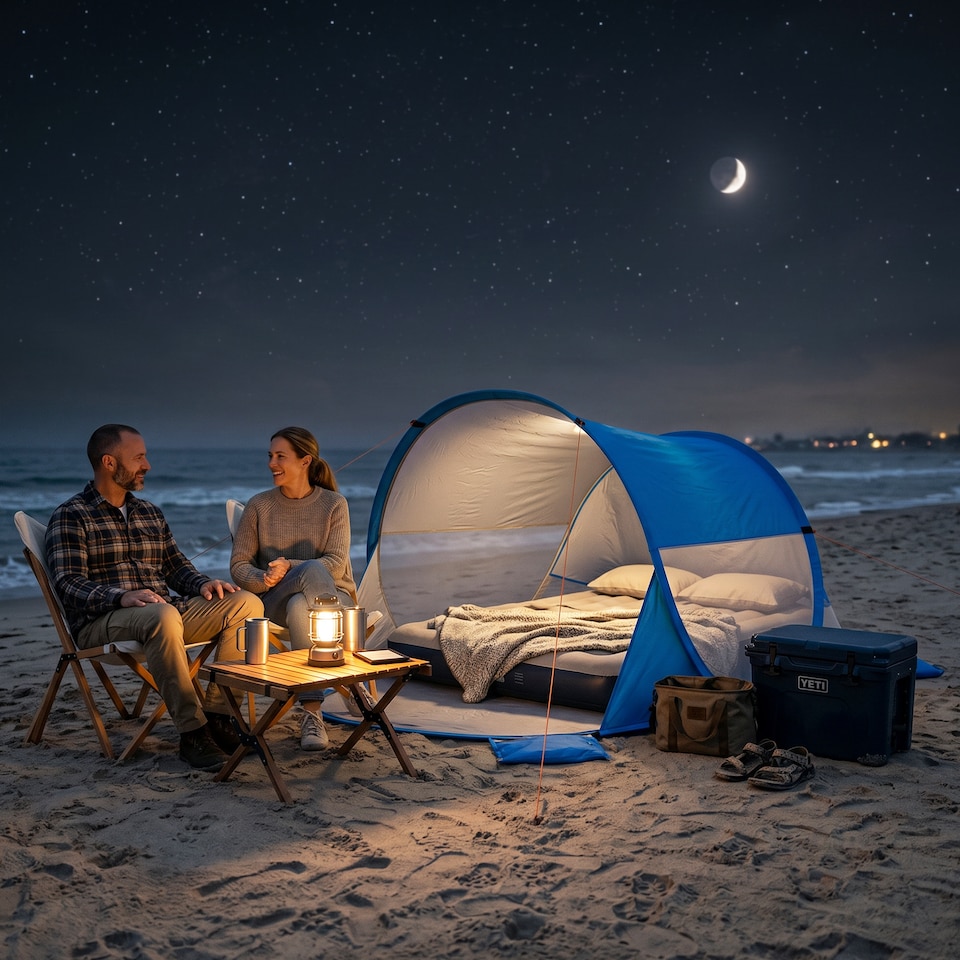 image 1 of Outsunny Portable Automatic Pop Up Beach Tent Outdoor Camp Shelter Blue
