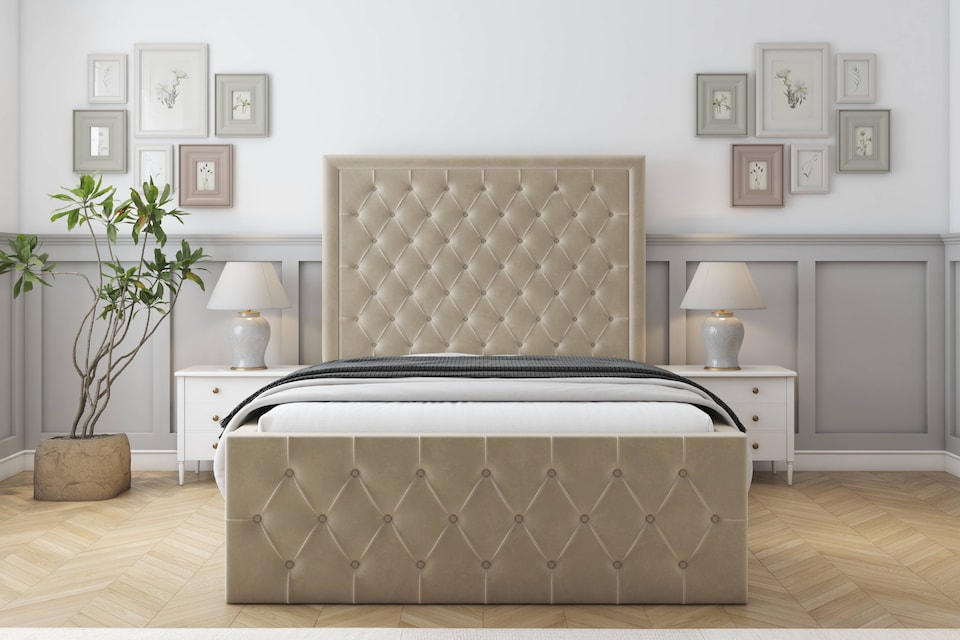 image 1 of Sloomy Vienna Almond Coniston Bed Frame With Mattress With 50" Upholstered Headboard 3' Single