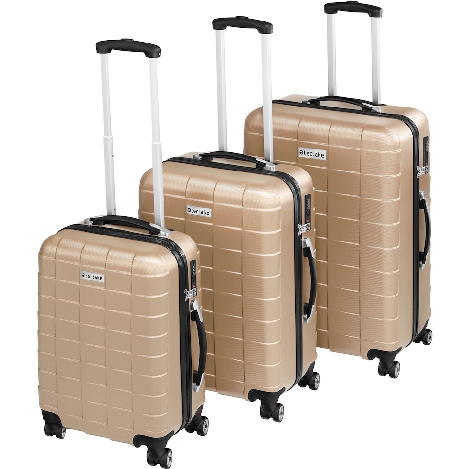 image 1 of Suitcase Set - 3 hard-shell suitcases with telescopic handle, removable wheels | Cream | champagne | 1