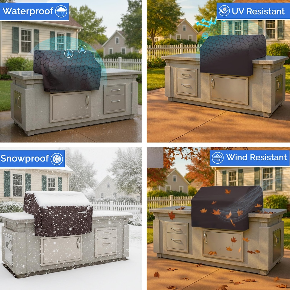 image 1 of Covers&All Built-in Outdoor Grill Cover, Durable 12 Oz Waterproof Cover Max Material with Air Pocket, 48 in W x 27 in D x 26 in H, Coffee