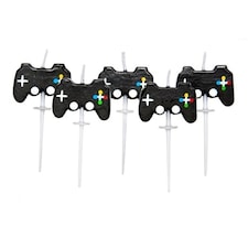 Gaming Party Birthday Pick Candles - Pack of 5 Black