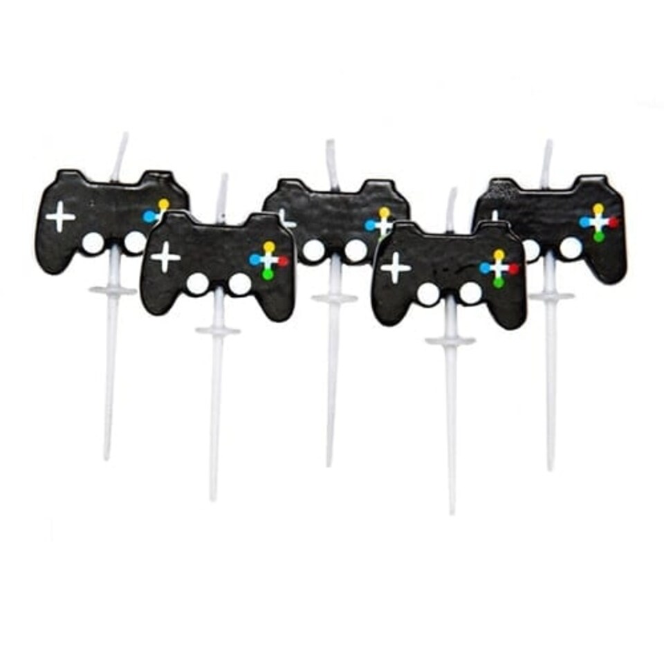 Gaming Party Birthday Pick Candles - Pack of 5 Black