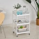image 2 of HOMCOM 3-Tier Home Trolley Kitchen Storage Cart w Steel Bars 4 Universal Wheels Rolling Unit Organiser Living Room White