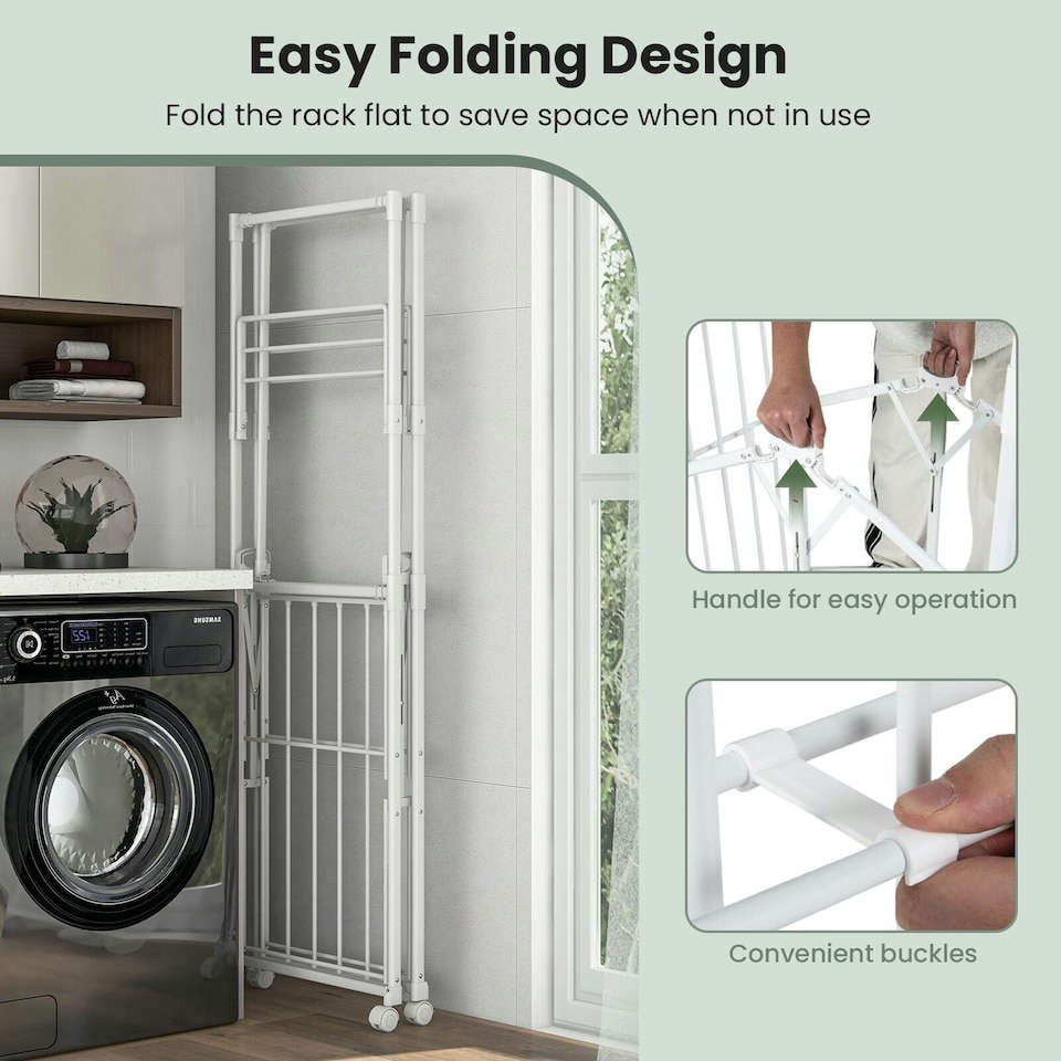 image 1 of COSTWAY H-shaped Clothes Drying Rack Hanging Dryer Stand