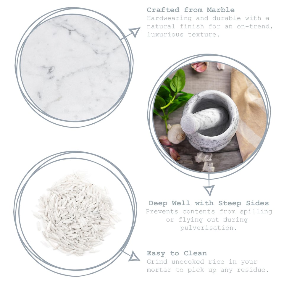 image 1 of Argon Tableware Marble Pestle & Mortar Set - 13cm - Grey