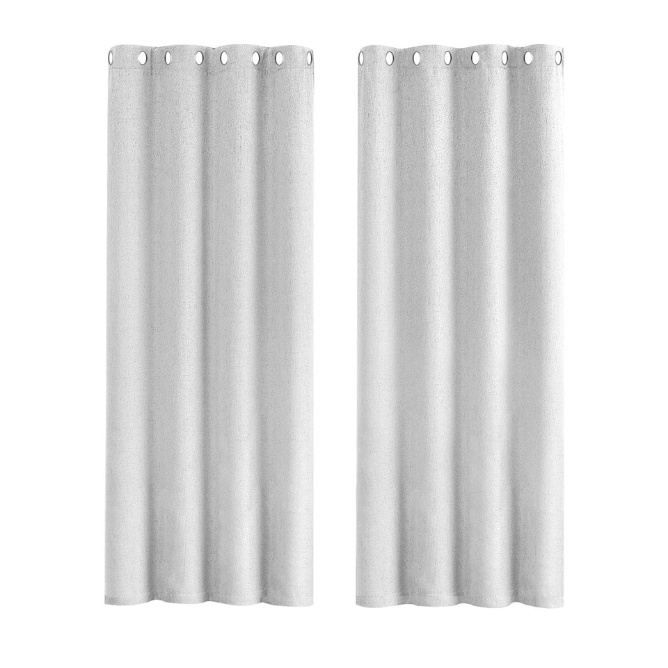 image 1 of Off White Lined Blackout Eyelet Curtains - 46 x 63 Inch Drop - 2 Panel | White | One Size