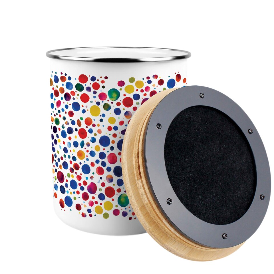 image 1 of Paint Dots Food Waste Caddy - Metal 2L Decorative Kitchen Compost Bin