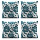image 1 of Peony Chenille 45cm x 45cm Teal Cushion Set of 4 | Blue | Cream | 45cm x 45cm x 10cm | 4