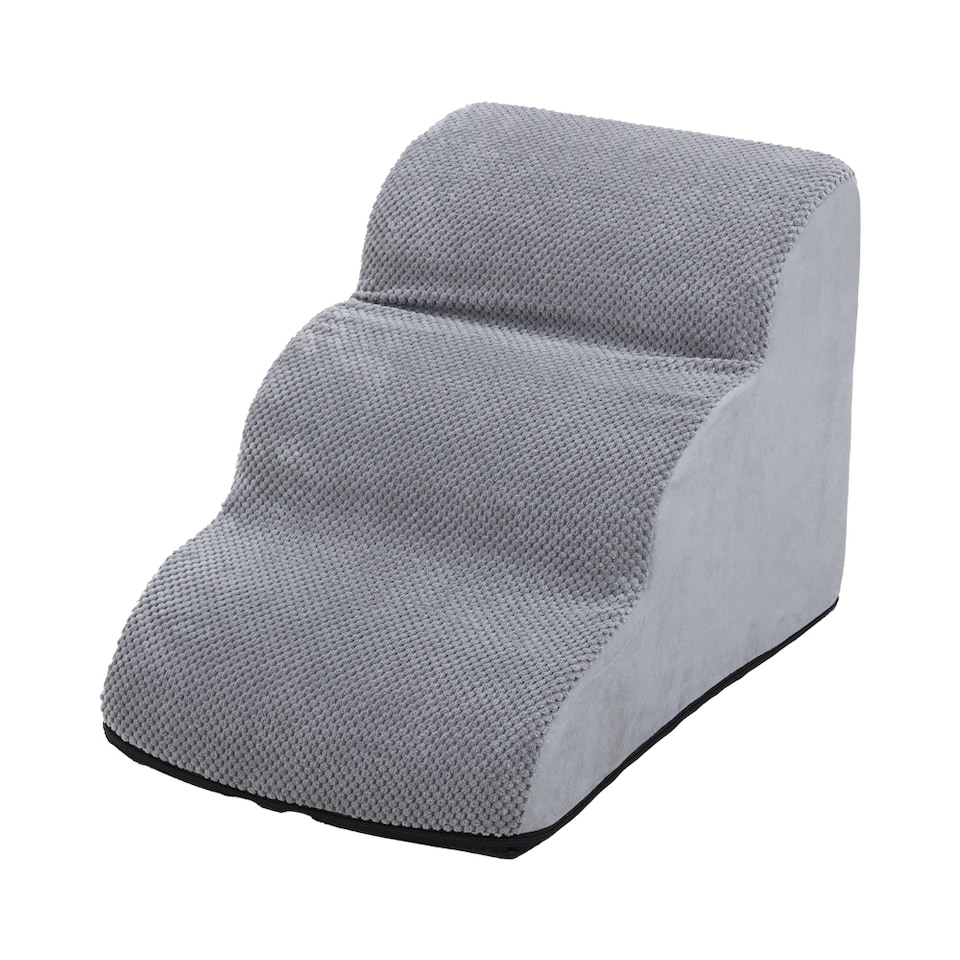 image 1 of Living and Home Non-Slip Pet Steps with Removable Washable Cover for Cats & Dogs | Grey | Grey | 1