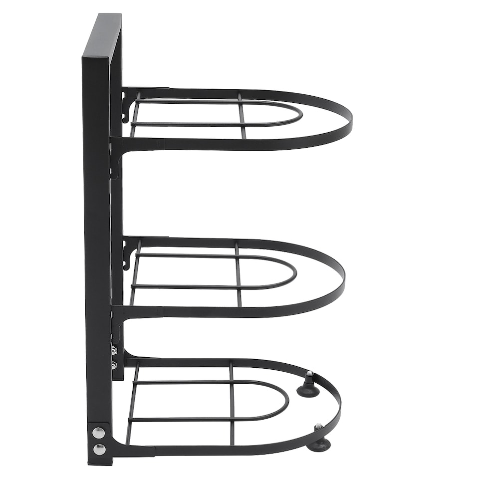 image 1 of Living and Home 3-Tier Adjustable Kitchen Organiser Rack for Pot Pan | Black | 3 Tier