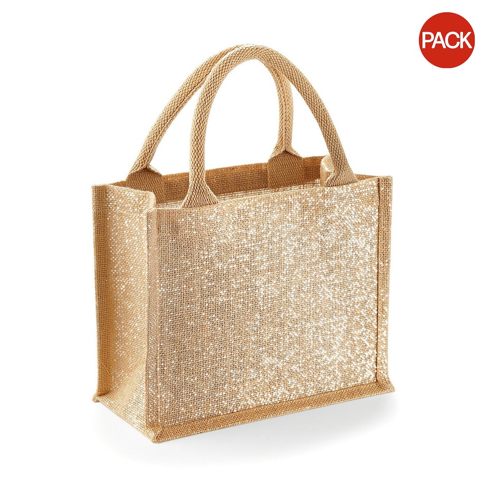 image 1 of Westford Mill Shimmer Jute Mini Gift Bag (Pack of 2) - Natural Gold - One Size