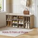 image 3 of Cushioned Shoe Storage Bench with Adjustable Shelves and 10 Compartments, Camel Brown