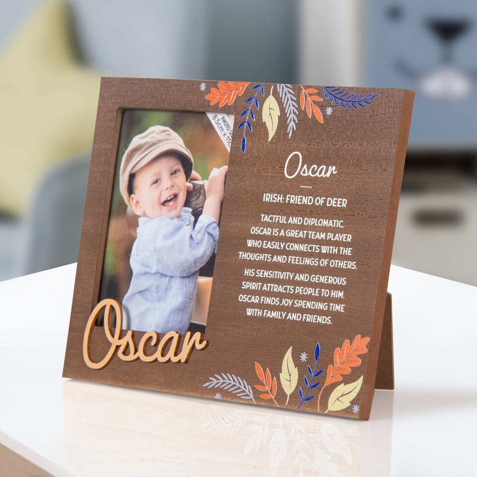 image 1 of History & Heraldry Pre-Personalised Kids Wooden Picture Frame - Oscar