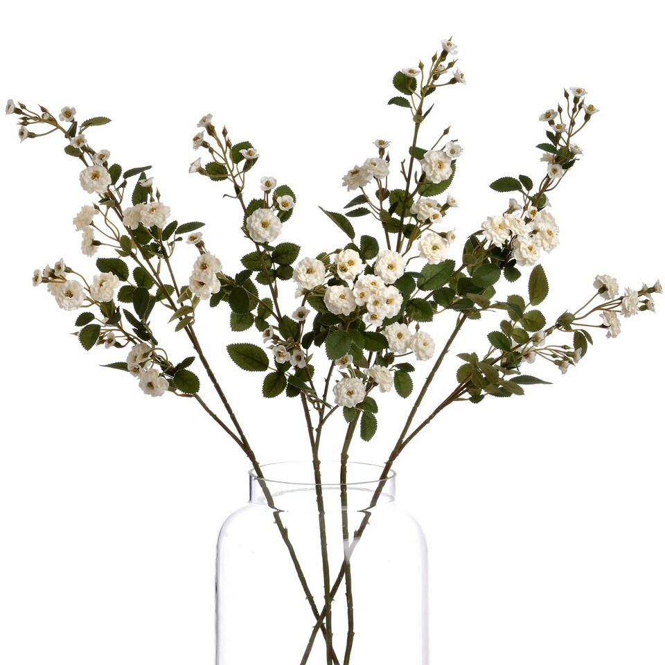 Hill Interiors Faux Wild Meadow Rose - White/Green - One Size