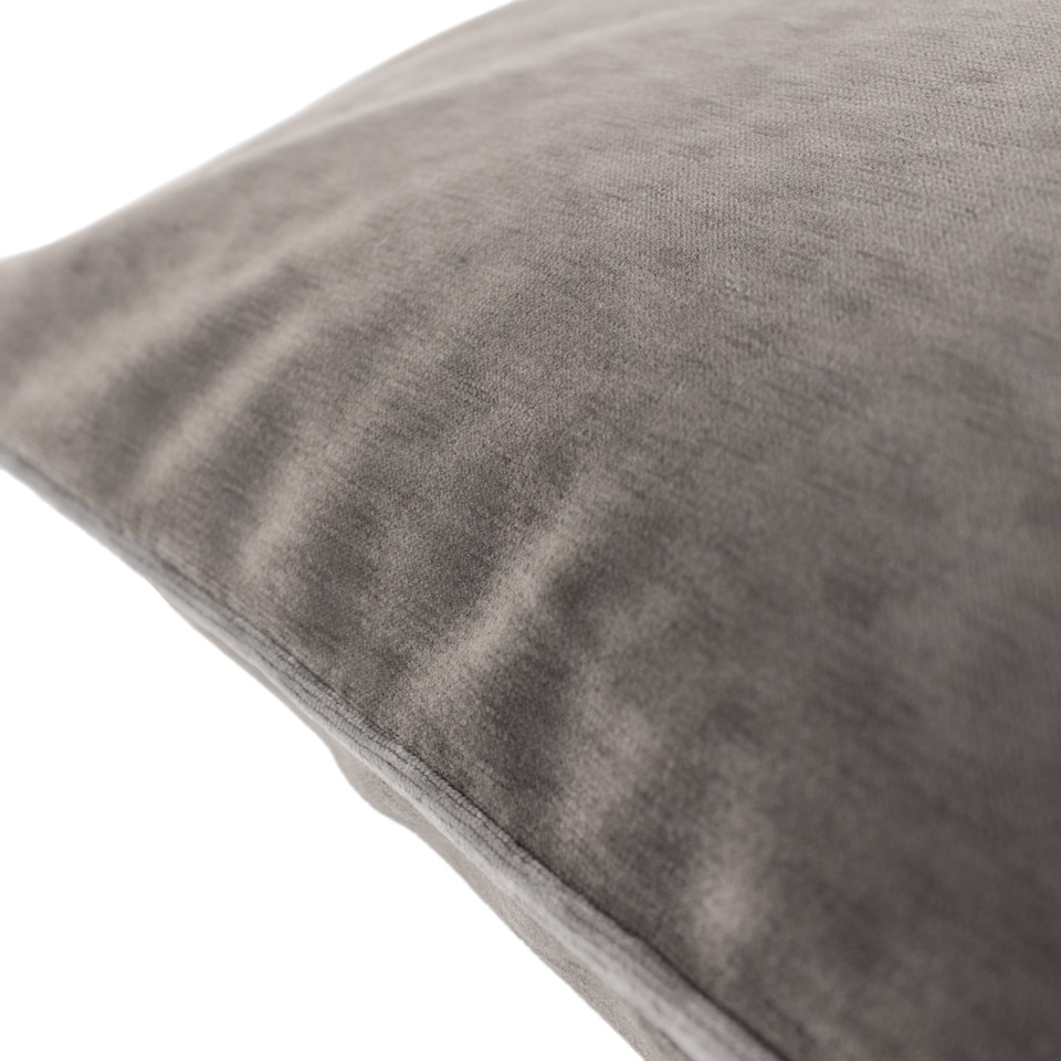 image 1 of Paoletti Torto Velvet Piped Cushion, Charcoal/Silver, 50 x 50cm