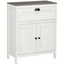 kleankin Bathroom Floor Cabinet, Freestanding Storage Cupboard with Drawer, Double Door Cabinet and Adjustable Shelf, White
