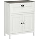 image 1 of kleankin Bathroom Floor Cabinet, Freestanding Storage Cupboard with Drawer, Double Door Cabinet and Adjustable Shelf, White