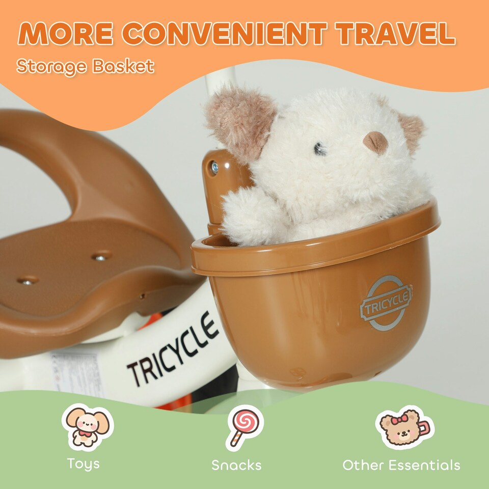 image 1 of Toddler Tricycle with Front Basket for Ages 2-5 Years Boys and Girls, Orange